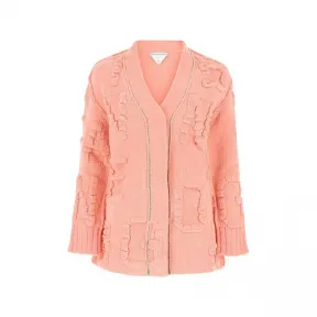 葆蝶家/Bottega Veneta 粉色 logo纹理开衫 689713V1OX05556