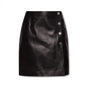 葆蝶家/Bottega Veneta 黑色 100% Lamb 皮质r 女士 皮裙 690081-VKV90-1000