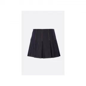 葆蝶家/Bottega Veneta 海军蓝 缝线缀饰牛仔百褶半身裙 700946V1VA03399