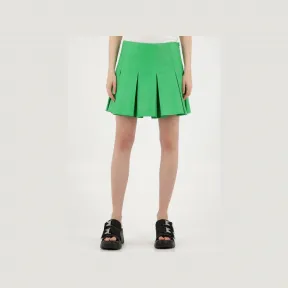 葆蝶家/Bottega Veneta 绿色 绿色皮革百褶裙 701478V23U04809