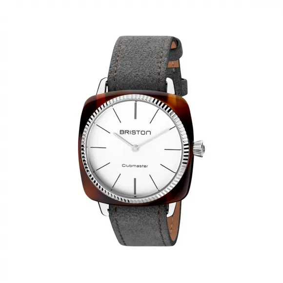 布里斯顿/briston 37 x 37 MM 醋酸酯 玳瑁纹 配有抛光316L不锈钢的凹槽表圈 石英机芯 男表 22937.SA.T.2.LNT