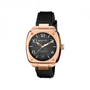 布里斯顿/briston 40 x 40 MM 醋酸酯 玳瑁纹和玫瑰金 拉丝钢表圈 自动机械机芯 男表 23640.SPRG.T.1