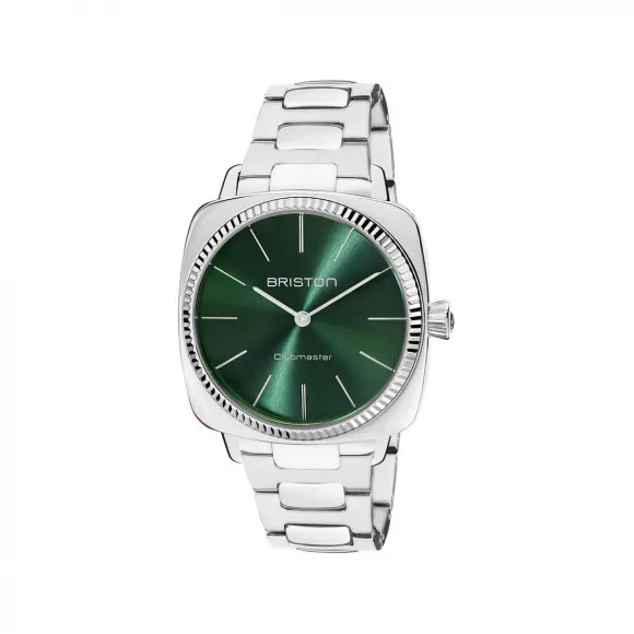 布里斯顿/briston 37 x 37 MM 抛光316L不锈钢配有凹槽表圈 石英机芯 男表 23937.S.E.44.SB
