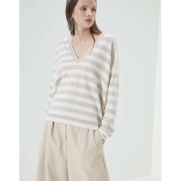 布内罗·古奇拉利/Brunello Cucinelli V领套衫 (201M12171402) - 女款 针织衫