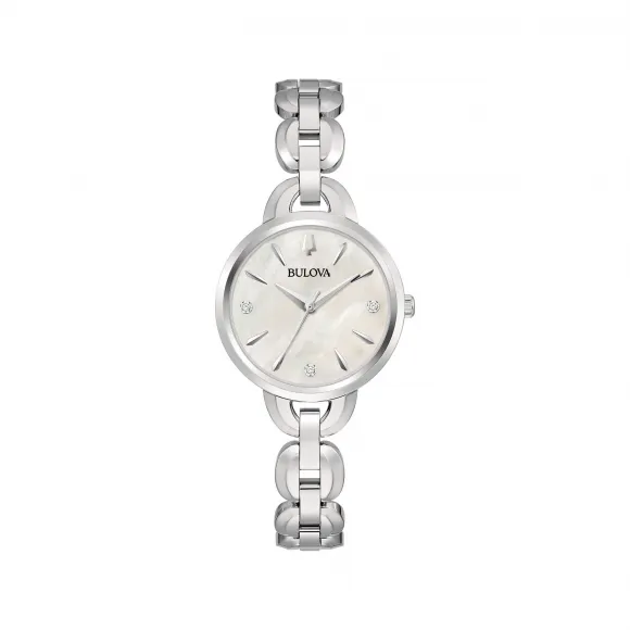 宝路华/Bulova Classic-Diamonds系列 28.00 MM 不锈钢 石英机芯 女表 96P230