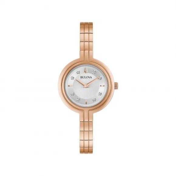 宝路华/Bulova Diamond 系列 30 mm 玫瑰金色不锈钢  女表 97P145