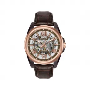 宝路华/Bulova Classic Automatic 系列 43 mm 棕色与玫瑰金色 自动机械机芯 男表 98A165