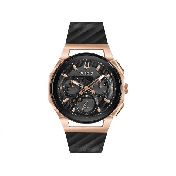 宝路华/Bulova Curv 系列 44 mm 玫瑰金色不锈钢 石英机芯 男表 98A185