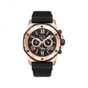 宝路华/Bulova Marine Star 系列 44 mm 黑色及玫瑰金色离子镀层不锈钢 石英机芯 男表 98B104