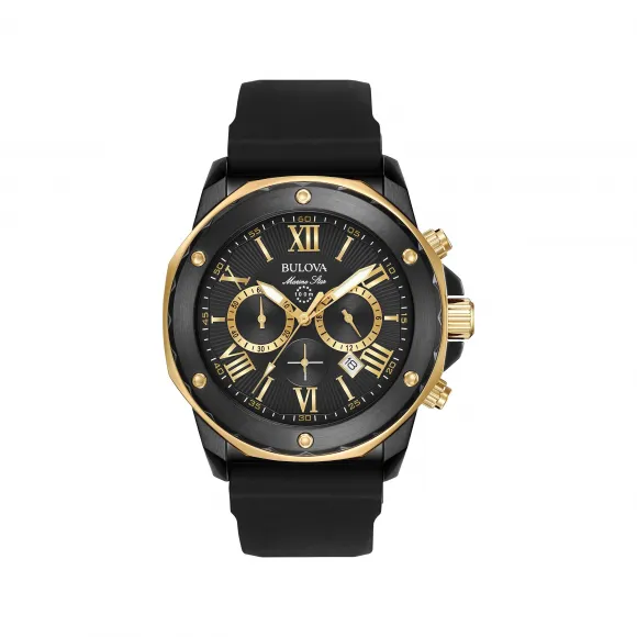 宝路华/Bulova Marine Star 系列 44 mm 黑离子镀层及金色不锈钢 石英机芯 男表 98B278