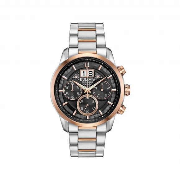 宝路华/Bulova Classic 系列 44 mm 玫瑰金色不锈钢 石英机芯 男表 98B335