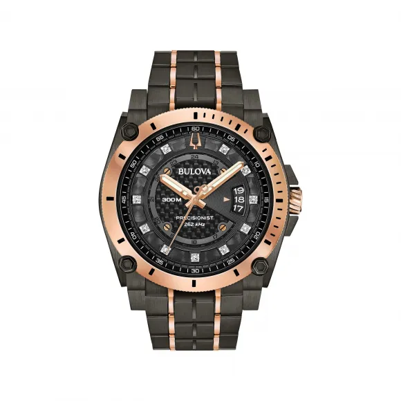 宝路华/Bulova Precisionist 系列 46.5 mm 灰色离子镀层不锈钢 石英机芯 男表 98D149