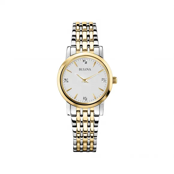 宝路华/Bulova Classic-Diamonds系列 27.00 MM 不锈钢 石英机芯 女表 98P115