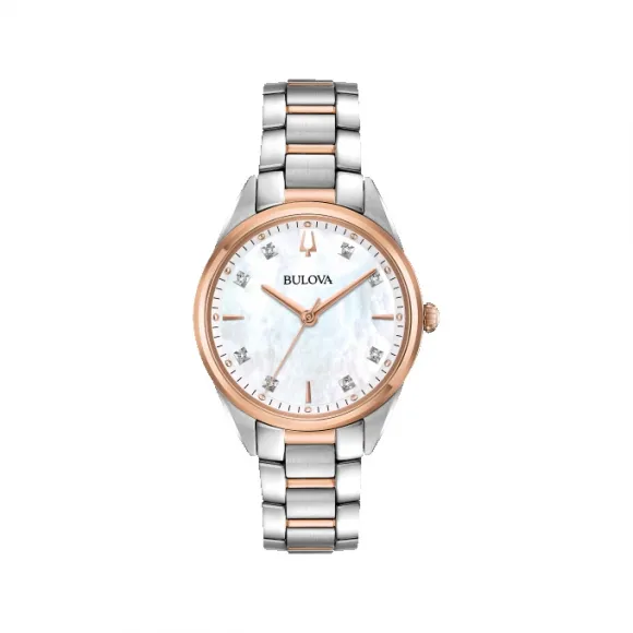 宝路华/Bulova Classic 系列 32.5 mm 间玫瑰金色不锈钢 石英机芯 女表 98P183