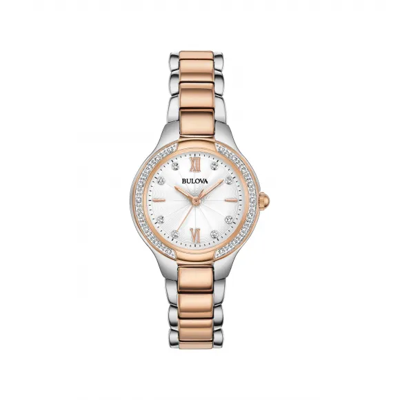 宝路华/Bulova Classic-Diamonds系列 28.00 MM 不锈钢 石英机芯 女表 98R272