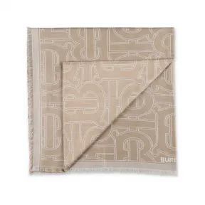 博百利/Burberry 浅褐色 Monogram 浅色真丝羊毛围巾 22P80491