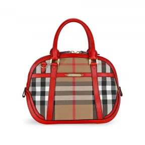 博百利/Burberry 啡色/紅色 皮革 女性 手提包 3903900