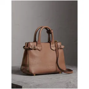 博百利/Burberry 女士 The Banner - 小号 House 格纹拼皮革班纳手袋 (深沙色) 39627411