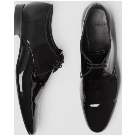 博百利/Burberry 男士 光泽质感系带皮鞋 (黑色) - 男士  39810471
