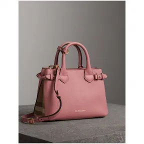 博百利/Burberry 女士 The Banner - 小号 House 格纹拼皮革班纳手袋 (粉葵色) 39818981