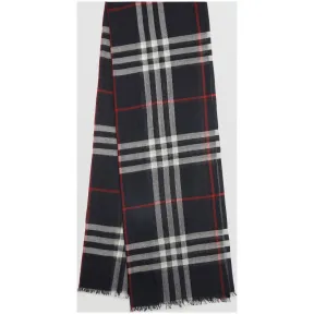 博百利/Burberry 男士 轻盈格纹丝毛混纺围巾 (海军蓝格纹)  39954851