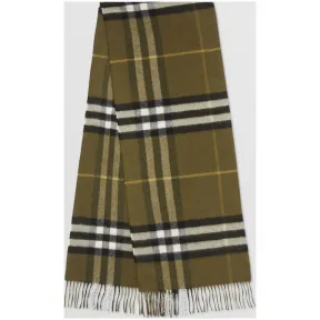 博百利/Burberry 男士 经典格纹羊绒围巾 (橄榄绿)  39960211