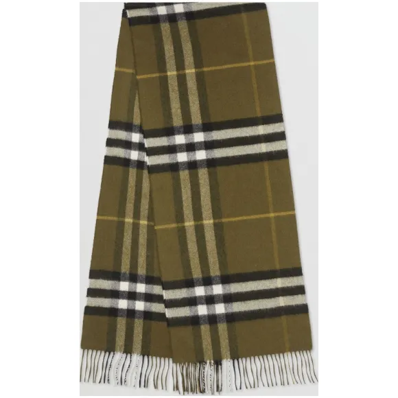 博百利/Burberry 男士 经典格纹羊绒围巾 (橄榄绿)  39960211