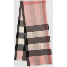 博百利/Burberry  轻盈格纹羊绒围巾 (烟熏玫瑰色)  39997161