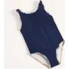 博百利/Burberry 儿童用品 格纹装饰连体泳衣 (海军蓝) - 女童装  40114991