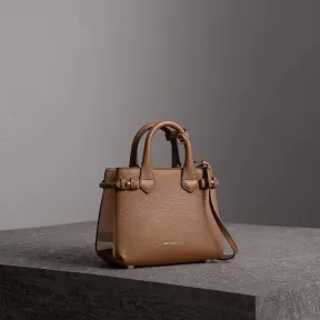 博百利/Burberry 女士 The Banner - 迷你 House 格纹拼皮革班纳手袋 (棕褐色) 40140781