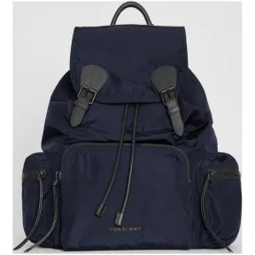 博百利/Burberry 男士 The Rucksack - 大号功能性尼龙拼皮革军旅背包 (墨蓝色) - 男士  402093