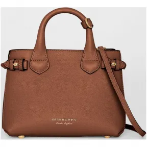 博百利/Burberry 女士 The Banner - 小号 House 格纹拼皮革班纳手袋 (棕褐色) 40237021