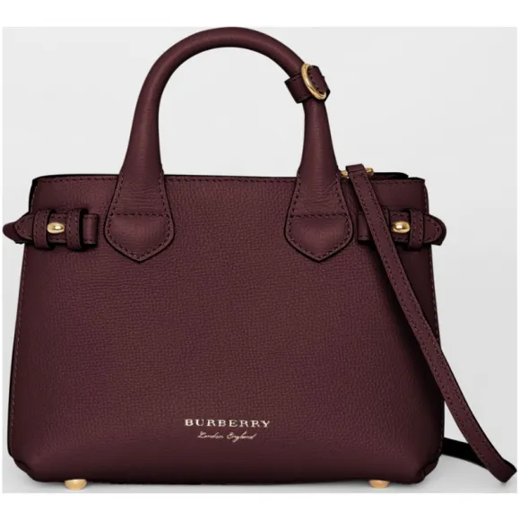 博百利/Burberry 女士 The Banner - 小号 House 格纹拼皮革班纳手袋 (红褐色) 40237041