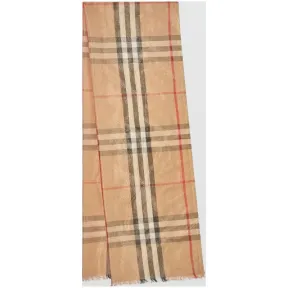 博百利/Burberry 男士 金属感格纹丝毛混纺围巾 (驼色 / 金色)  40287851
