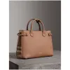 博百利/Burberry 女士 The Banner - 中号 House 格纹拼皮革班纳手袋 (深沙色) 40291681