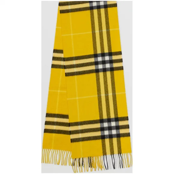 博百利/Burberry 男士 经典格纹羊绒围巾 (金雀花黄)  40305011