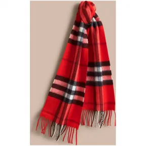 博百利/Burberry  迷你经典格纹羊绒围巾 (亮橙红色)  40512741