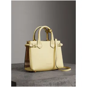 博百利/Burberry 女士 The Banner - 小号 House 格纹拼皮革班纳手袋 (甘菊黄色) 40517141