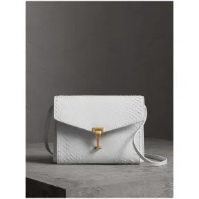 博百利/Burberry 女士 小号蟒蛇皮斜背包 (粉笔白) 40688131