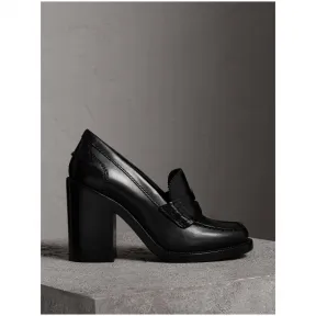 博百利/Burberry 女士 皮革粗跟休闲便鞋 (黑色) 40689531