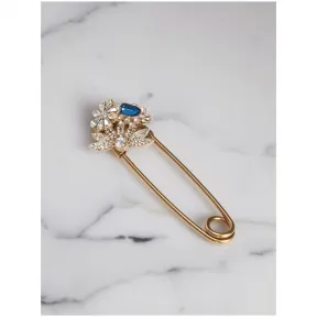 博百利/Burberry  大号仿水晶装饰黄铜饰针 (蓝色)  40696841