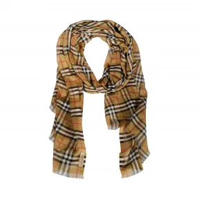 博百利/Burberry 男士 Vintage 格纹轻盈丝毛混纺围巾 (古典黄色)  40705441