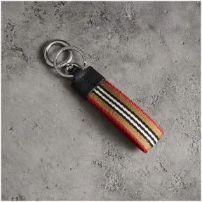 博百利/Burberry 男士 Heritage 条纹钥匙圈 (黑色) - 男士  40755031