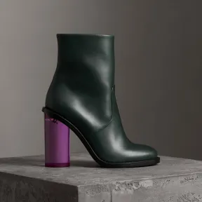 博百利/Burberry 女士 双色皮革粗高跟靴 (深森林绿) 40757901