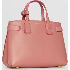 博百利/Burberry 女士 The Banner - 小号皮革拼 Vintage 格纹班纳手袋 (暗雅玫瑰色) 407593