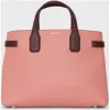 博百利/Burberry 女士 The Banner - 中号双色皮革班纳手袋 (暗雅玫瑰色 / 深红色) 40759491