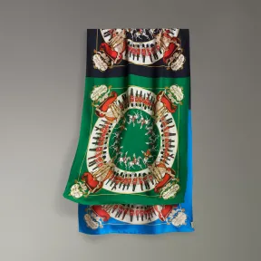 博百利/Burberry 女士 典藏围巾印花大号丝巾 (海军蓝) 40761191