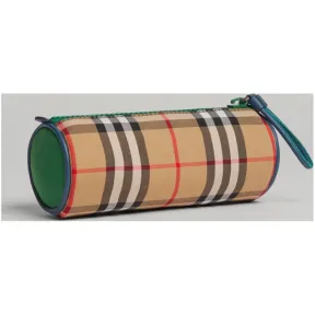 博百利/Burberry  Vintage 格纹拼皮革铅笔袋 (古典黄色)  40765751