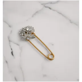 博百利/Burberry 女士 水晶雏菊镀金苏格兰饰针 (自然银) 40766231