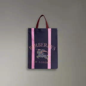 博百利/Burberry  中号典藏徽标平织购物袋 (海军蓝 / 玫瑰粉红)  40772061